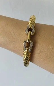 Gold Tone Crystal Accent Cuff Bracelet - Picture 1 of 4