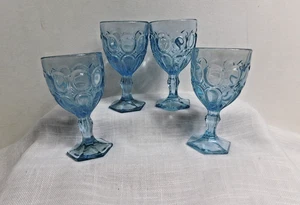 i7 - Fostoria Glass Co. USA Moonstone Lt. Blue Wine Glasses Lot of 4 - Picture 1 of 5