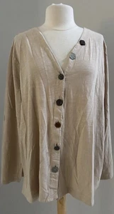 Soft Surroundings Tunic Jacket Women's 3X Beige Cotton Knit Artsy Buttons EUC - Picture 1 of 5