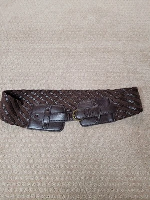 Cinturón Mujer Talla M/L 32-37" Marrón Trenzado Plisado Ancho Y2K Foto 1 de 4