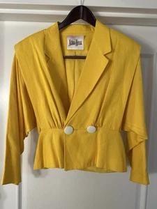 Neiman Marcus leuchtend gelber Cropped Blazer mit gekerbtem Revers Latz 80er  - Bild 1 von 5