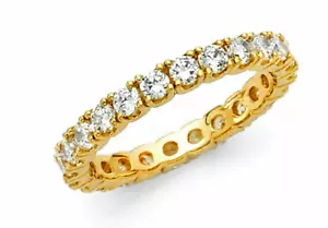 Anillo apilable de oro amarillo de 14 K eternidad interminable banda de boda diamante creado en laboratorio - Imagen 1 de 2