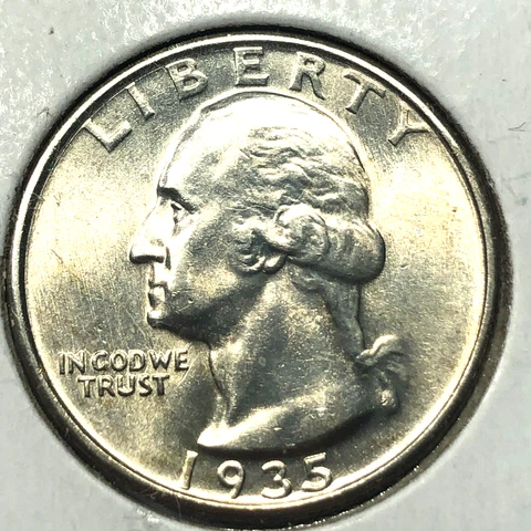 1935 -S   Uncirculated Washington Silver Quarter #11102 Cover