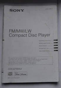 Autoradio Sony CDX-GT 550UI Bedienunganleitung Mehrsprachig - Bild 1 von 2