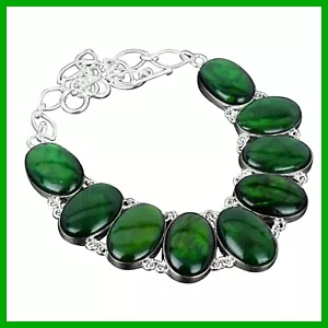 925 Sterling Silver Oval Green Fire Labradorite Gemstone Bezel Chain Necklace - Picture 1 of 7