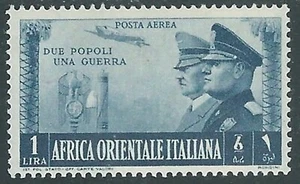 1941 AFRICA ORIENTALE ITALIANA POSTA AEREA FRATELLANZA D'ARMI 1 LIRA MH * I41-3 - Imagen 1 de 1