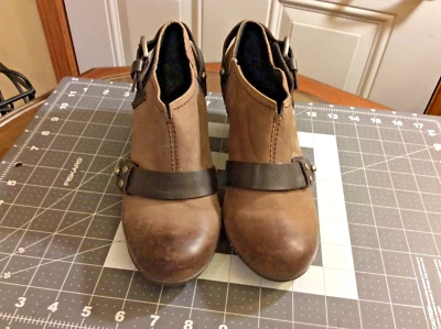 OTBT El Reno Marrón Cuero Sin Cordones Botín Corto Tacón Envejecido Zapatos Talla 6.5 M Foto 1 de 4