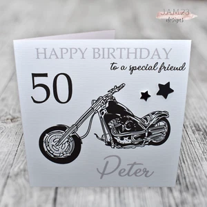 Personalised Male Harley Davidson Birthday Card 30th 40th 50th 60th 70th Friend - Picture 1 of 9