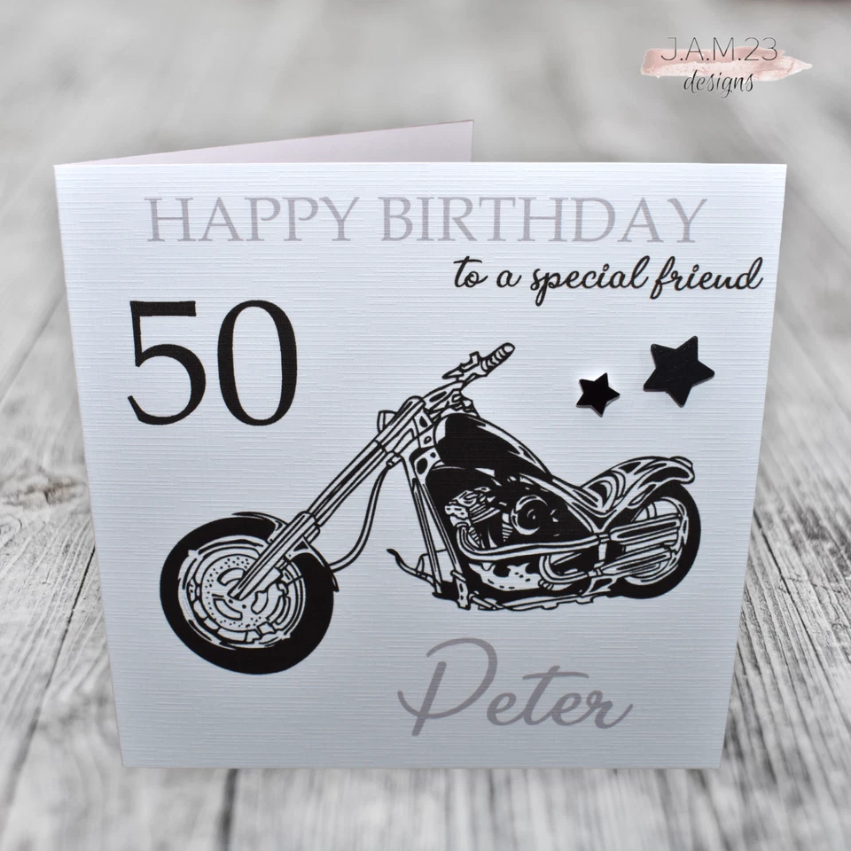 Personalised Male Harley Davidson Birthday Card 30th 40th 50th 60th 70th Friend - Image 1 of 4