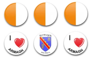 25MM 1" BUTTON BADGES COUNTY ARMAGH X6 - Picture 1 of 1