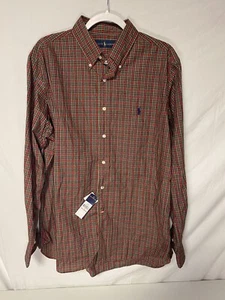 Ralph Lauren Shirt Mens sz 16 1/2-34/35 Red/Green Plaid L/S Button Up! New! - Picture 1 of 5