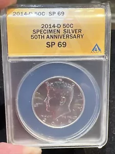 2014 D Kennedy Half Dollar 50th Anniversary SP 69 ANACS - Picture 1 of 6