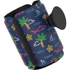 PopSockets Popthirst Soda Can Sleeve Neon Tropical Sharks Palm Trees