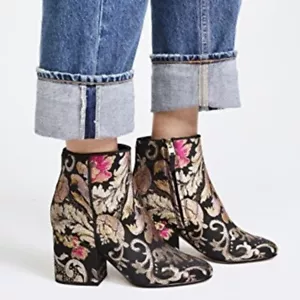 Sam Edelman Taye Ankle Bootie Womens Size 10 Floral Brocade Zip Block Heel Boots - Picture 1 of 11