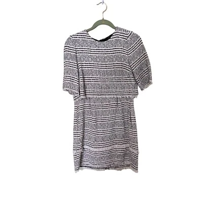 Zara Womens Black & White Striped Short-Sleeve Dress Small Tweed - Image 1 of 4