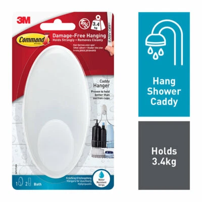 3M COMMAND BATH19 | Bath Shower Caddy Hanger 2 Strips | Water Resistant | 3.4kg - Image 1 of 2