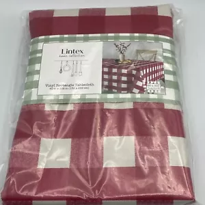 Lintex Home Farmhouse Check Vinyl Tablecloth 60x102 Rectangle Flannel Back BBQ - Picture 1 of 4