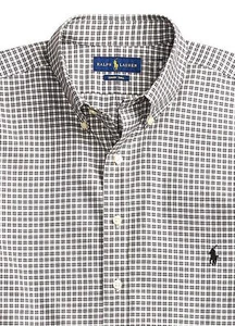 Ralph Lauren Men Classic Fit Plaid Twill Long Sleeve Shirt Size L CREAM/White - Picture 1 of 2