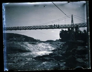 LATE 1800s EARLY 1900s GLASS NEGATIVE, WATERFALL, BRIDGE, RUMFORD FALLS, MAINE-2 - Picture 1 of 2
