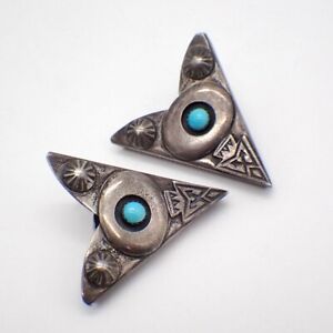Tribal Style Collar Tips Sterling Silver Turquoise