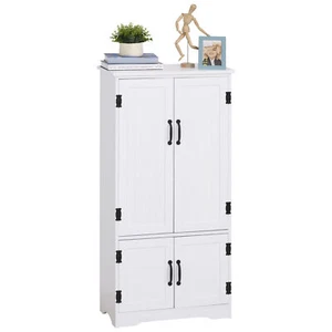 48.5" Kitchen Food Pantry Bathroom Floor Storage Cabinet with Doors and Shelves - Picture 1 of 11