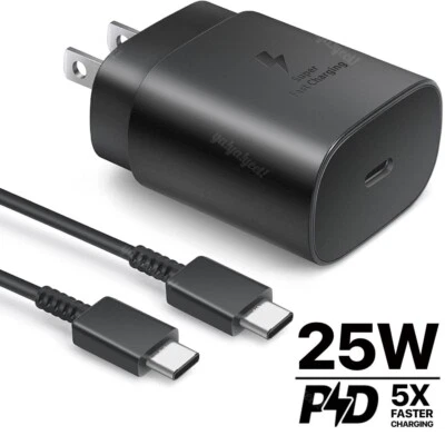 25W Type C USB-C Cable Super Fast Wall PD Charger For Samsung Galaxy S20 S21 S22 - Image 1 of 4