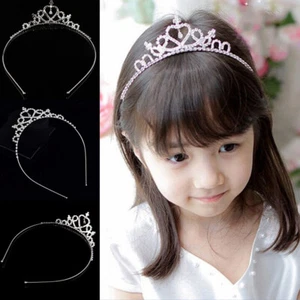 Rhinestone Kids Girl Crystal Tiara Hair Band Bridal Princess Prom Crown Headband - Picture 1 of 10