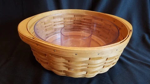 Longaberger 2004 chip & dip round serving basket side handles Cover