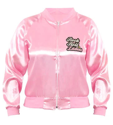 PINK ROCK N ROLL SATIN JACKET LADIES 1950'S COSTUME TV FILM MUSICAL FANCY DRESS - Image 1 of 4