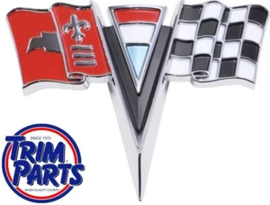 US MADE 1963-1964 Corvette Nose Front Cross Flags Emblem Badge + Hardware C2 - Picture 1 of 7