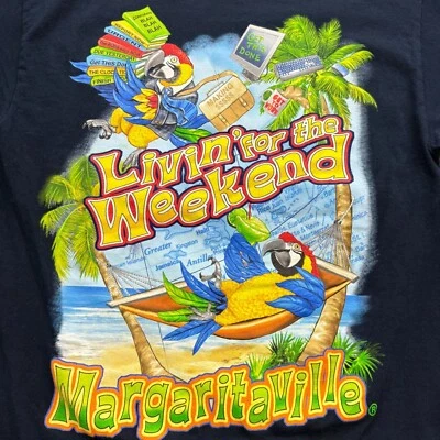 Margaritaville T-Shirt Mens Small Black Grand Turk BWI Parrot Beach 100% Cotton - Image 1 of 4