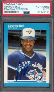1987 FLEER #220  George Bell BLUE JAYS SIGNED AUTOGRAPH CARD PSA / DNA AUTHENTIC - Picture 1 of 2