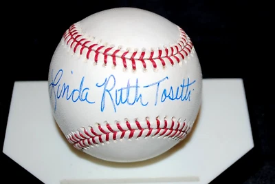 BABE RUTH PHOTO SIGNED BY GRANDAUGHTER LINDA RUTH TOSETTI & BALL SIGNED PSA/DNA! - Image 1 of 4