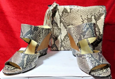 VINCE CAMUTO Marilu snakeskin Wedge Sandals UK 6/39 & Owen Barry leather bag - Image 1 of 4