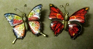 BEAUTIFUL BUTTERFLY PIN BROOCH ENAMEL METAL COLORFUL LOT OF 2 - Picture 1 of 3