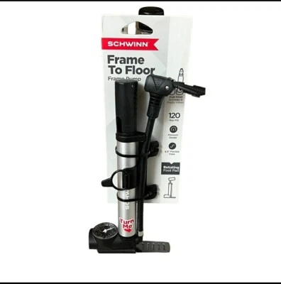 Bomba de pie Schwinn de cuadro a piso y manguera Schrader bicicleta calibre 120 psi 6,5" Foto 1 de 3