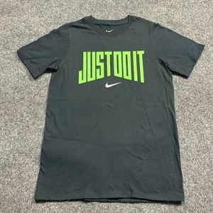 NIKE Just Do It T-Shirt Boys Size Medium Black Neon Green Short Sleeve Shirt Tee - Picture 1 of 9