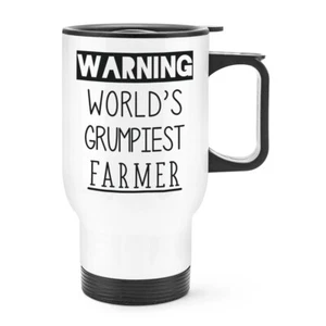 Warning World's Grumpiest Farmer Travel Mug Cup With Handle Awesome Best Farming - Picture 1 of 1
