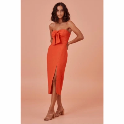 Finders Keepers Chiquita Strapless Midi Dress NEW Size XS Orange - image 1 of 4