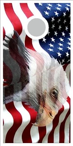 American Flag Eagle Cornhole board game decal wraps - Picture 1 of 1