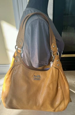 EUC Coach Madison Large Maggie  YELLOW Leather Hobo Tote Bag Satchel 14336 - Image 1 of 4