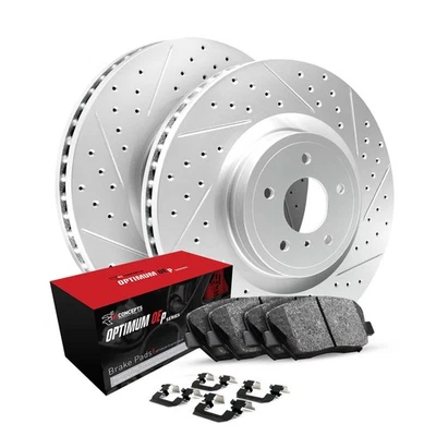 For Mazda 6 14-15 R1 Concepts Drilled & Slotted Rear Brake Kit w Optimum Pads - Imagem 1 de 2