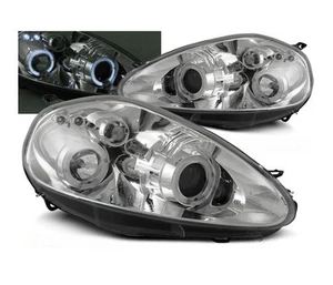 Faros para FIAT GRANDE PUNTO 2005 2006 2007 2008 Angel Eyes Cromo LHD - Imagen 1 de 2