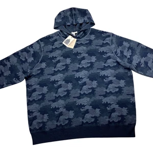 Peter Millar Reversible Camo Popover Hoodie Sweater Mens XXL Merino Wool Navy - Picture 1 of 8