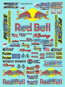 WHITE Vinyl Sticker Sheet 15-R/C MODEL Decal fits 1/10-1/16 ScaleREDbullRACING - Picture 1 of 8