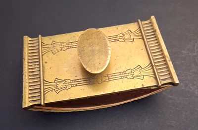 Antiguo secador de tinta basculante de madera de bronce dorado neoclásico Foto 1 de 4