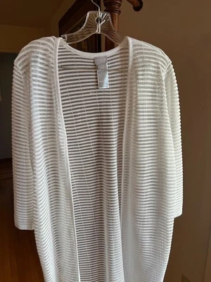 CÁRDIGAN CHICO'S SUÉTER SOMBRA RAYAS DELANTERO ABIERTO ALABASTRO NUEVO CON ETIQUETAS TALLA 1 Foto 1 de 3