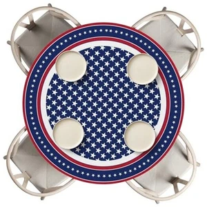 Patriotic Fitted Tablecloth Best for 45"-56" Round, 4th of July Tablecloth, - Picture 1 of 7