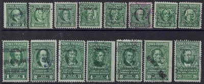 US Scott RD117/RD133, mix of 14, 1c/$20 “Series 1942” Stock Transfer Greens cj98 - Image 1 of 2