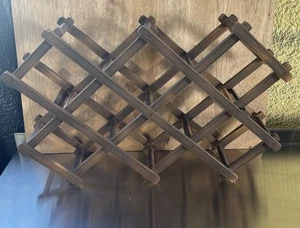Vintage Holz klappbar Akkordeon Stil, 8 Flaschen Weinregal - Bild 1 von 1